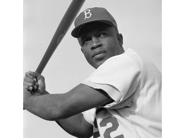 Jackie Robinson up at bat