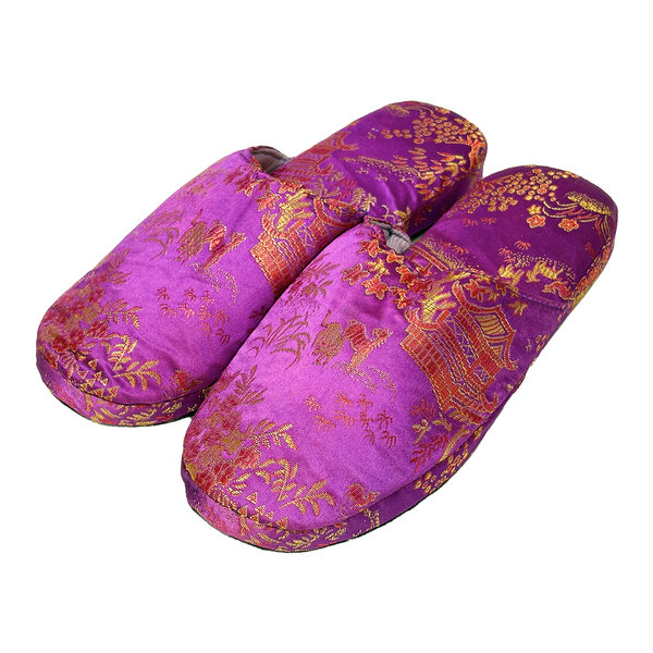 Brocade Comfy Slippers Landscape Design - Magenta