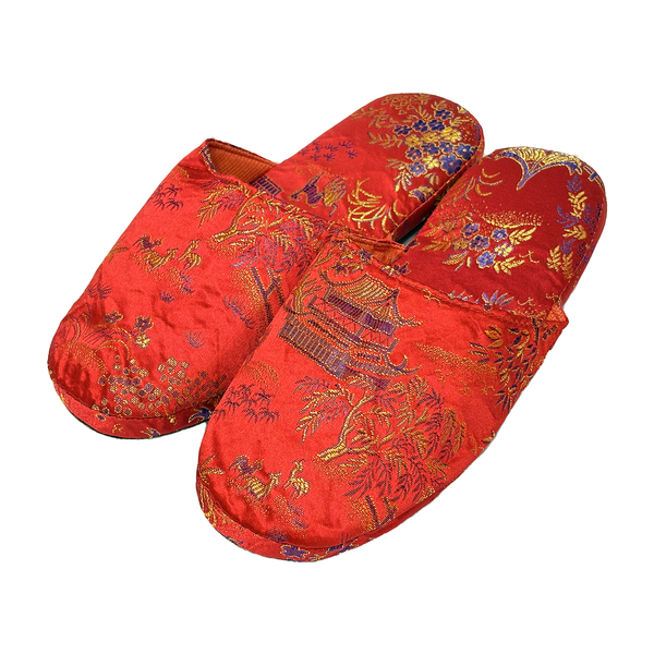 Brocade Comfy Slippers Landscape Design - Red