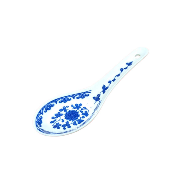 Blue Peony Ceramic Soup Spoon
