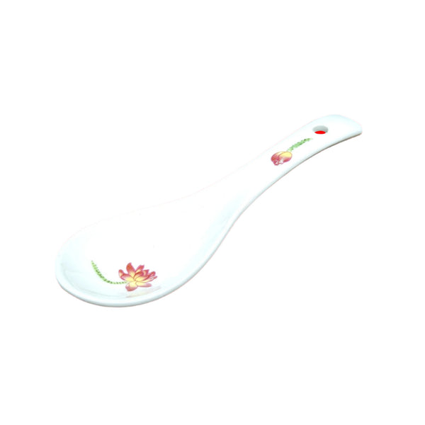Engraved Ceramic Soup Spoon - Lotus