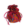 fuchsia multicolor design tied up pouch 