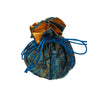 blue multicolor design tied up pouch