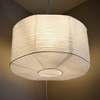 Drum-Shaped White Paper Lantern lit up