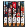 Five pairs of cat print chopsticks packaged in a cellophane bag