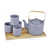 Gray Modern Tea Set With Tray