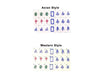 Mahjong pieces sorted in Asian style (top) and western style(bottom)