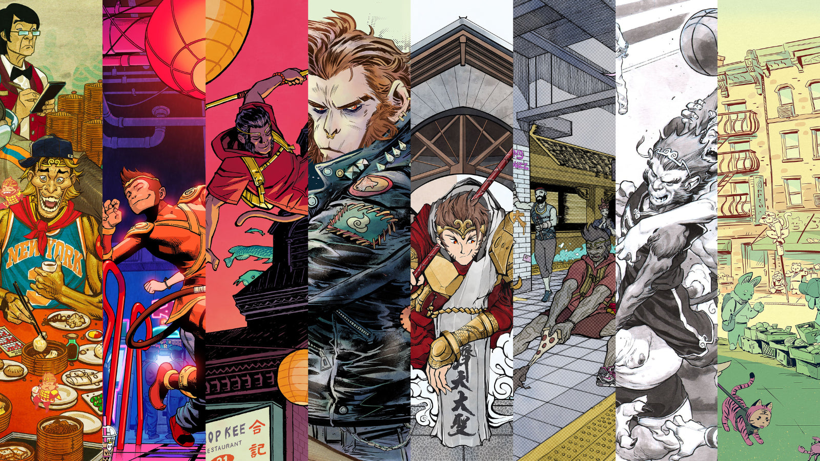 Collage of Monkey King art pieces