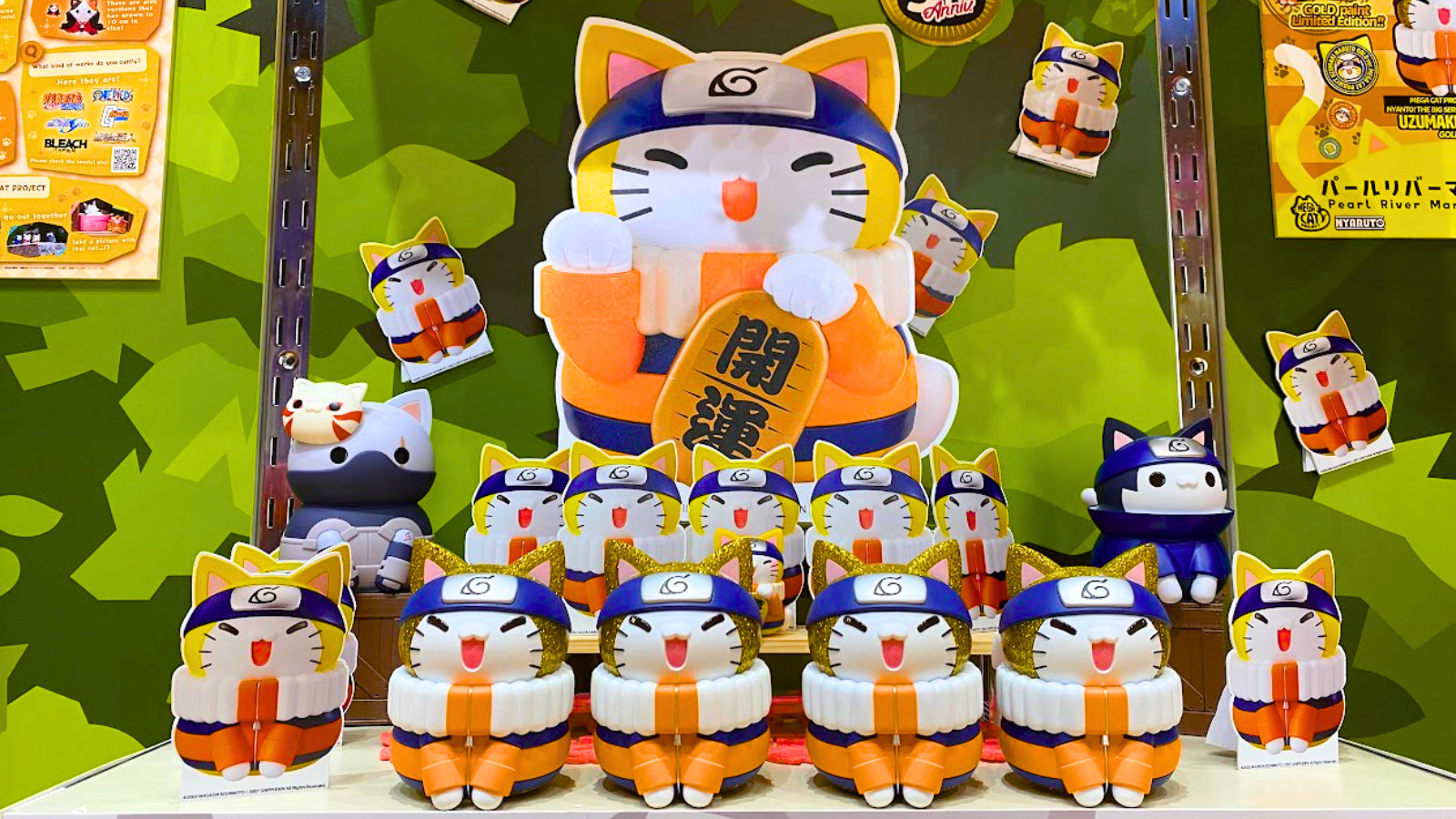 Display of cute cat figurines